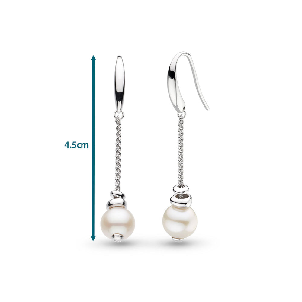 Kit Heath - Coast Tumble Pearl Chain Drop Earrings - Silver