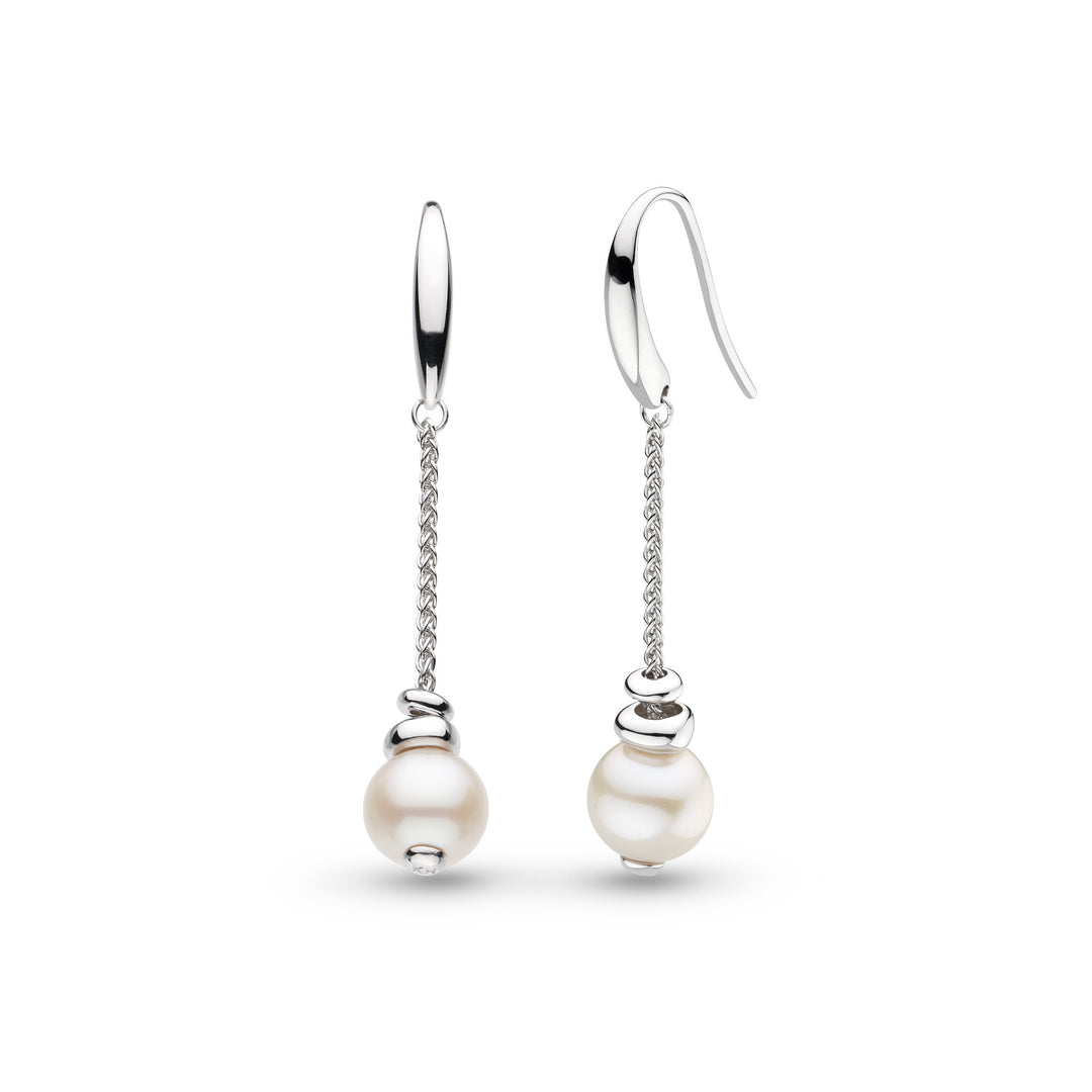 Kit Heath - Coast Tumble Pearl Chain Drop Earrings - Silver