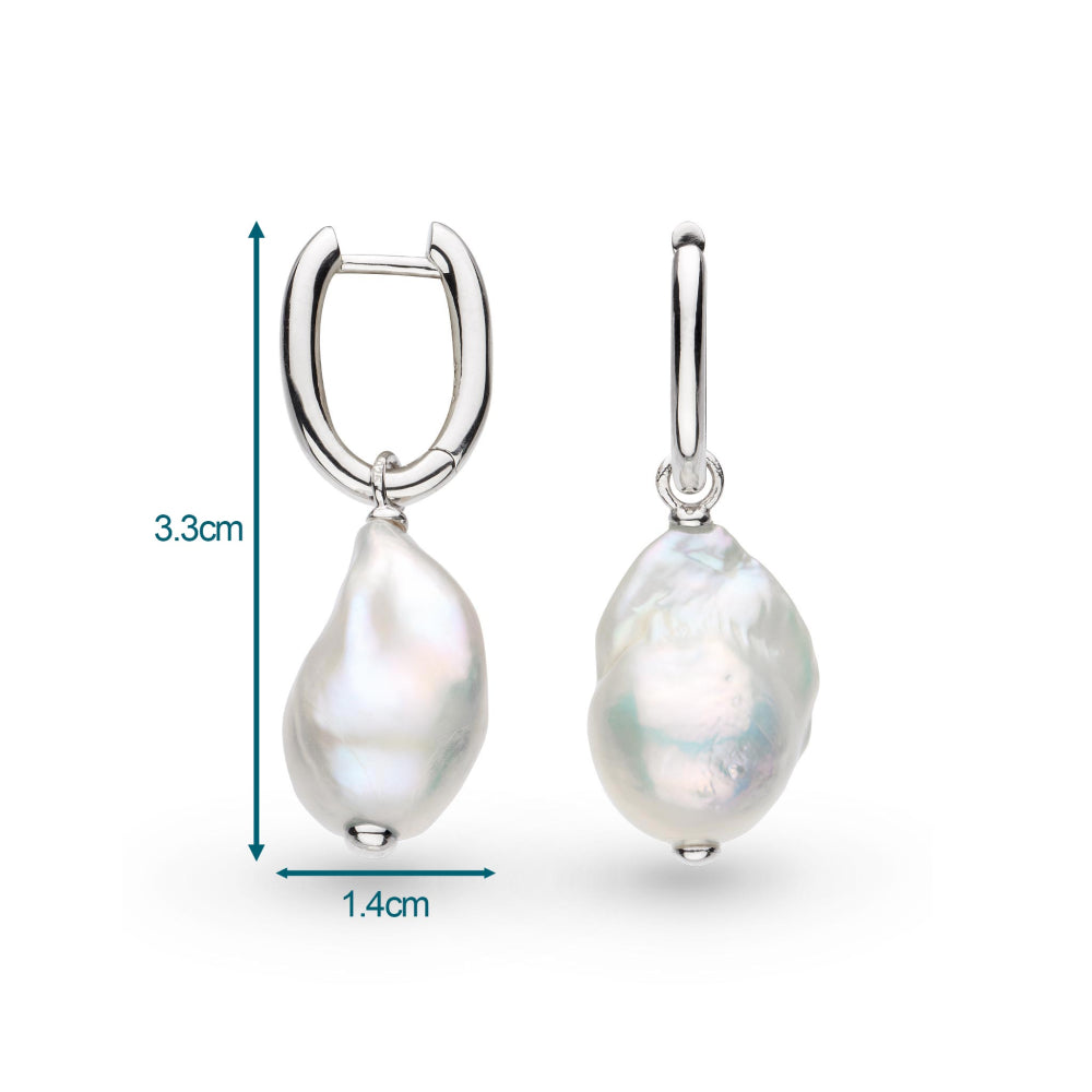 Kit Heath - Revival Baroque Pearl Multi-Wear Hoop Earrings - Silver