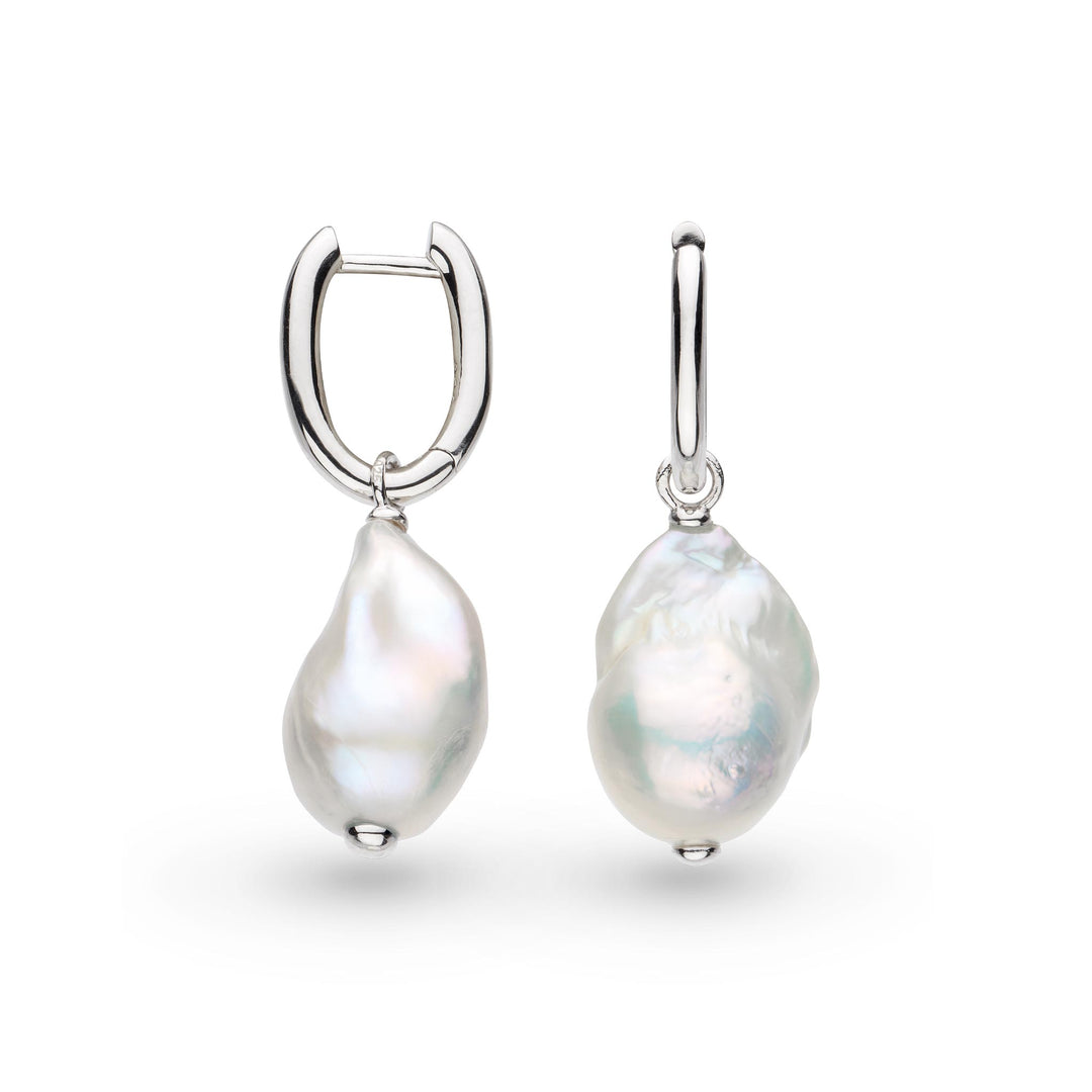 Kit Heath - Revival Baroque Pearl Multi-Wear Hoop Earrings - Silver