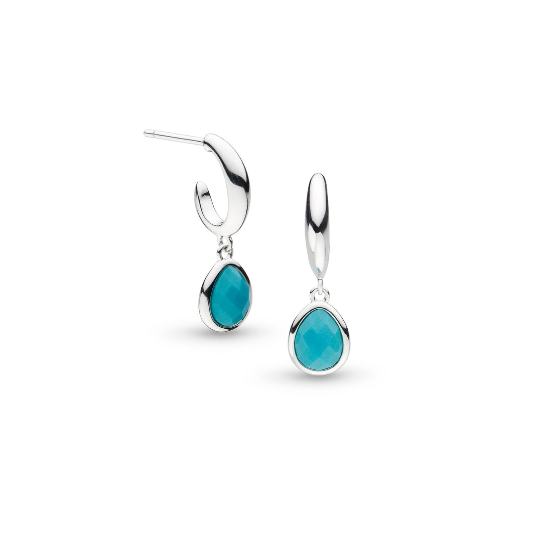 Kit Heath - Coast Pebble Azure Gemstone Hoop Drop Earrings - Silver
