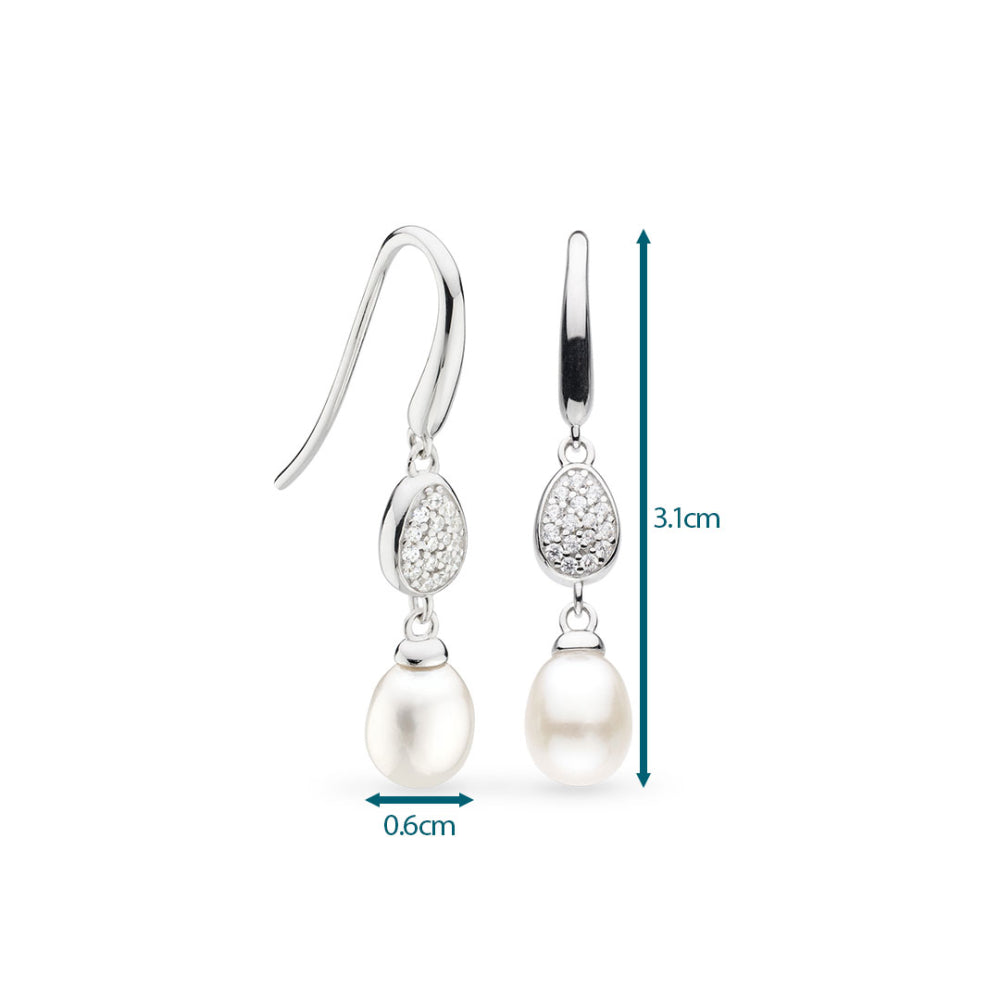 Kit Heath - Coast Pebble Glisten Pavé Pearl Drop Earrings - Silver