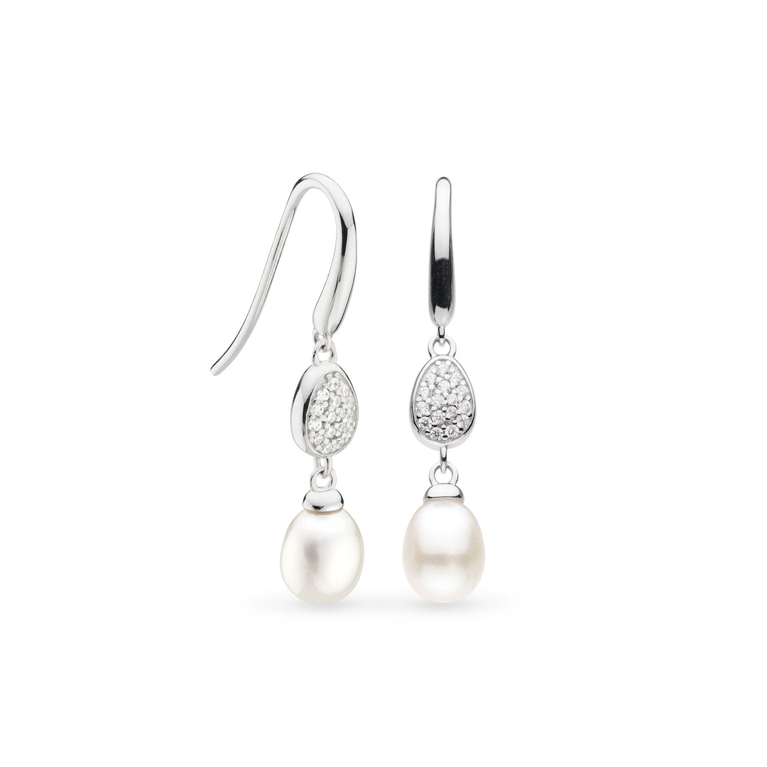 Kit Heath - Coast Pebble Glisten Pavé Pearl Drop Earrings - Silver