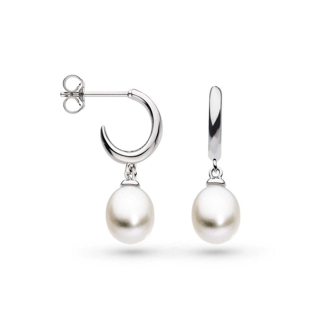 Kit Heath - Coast Pebble Pearl Droplet Hoop Earrings - Silver