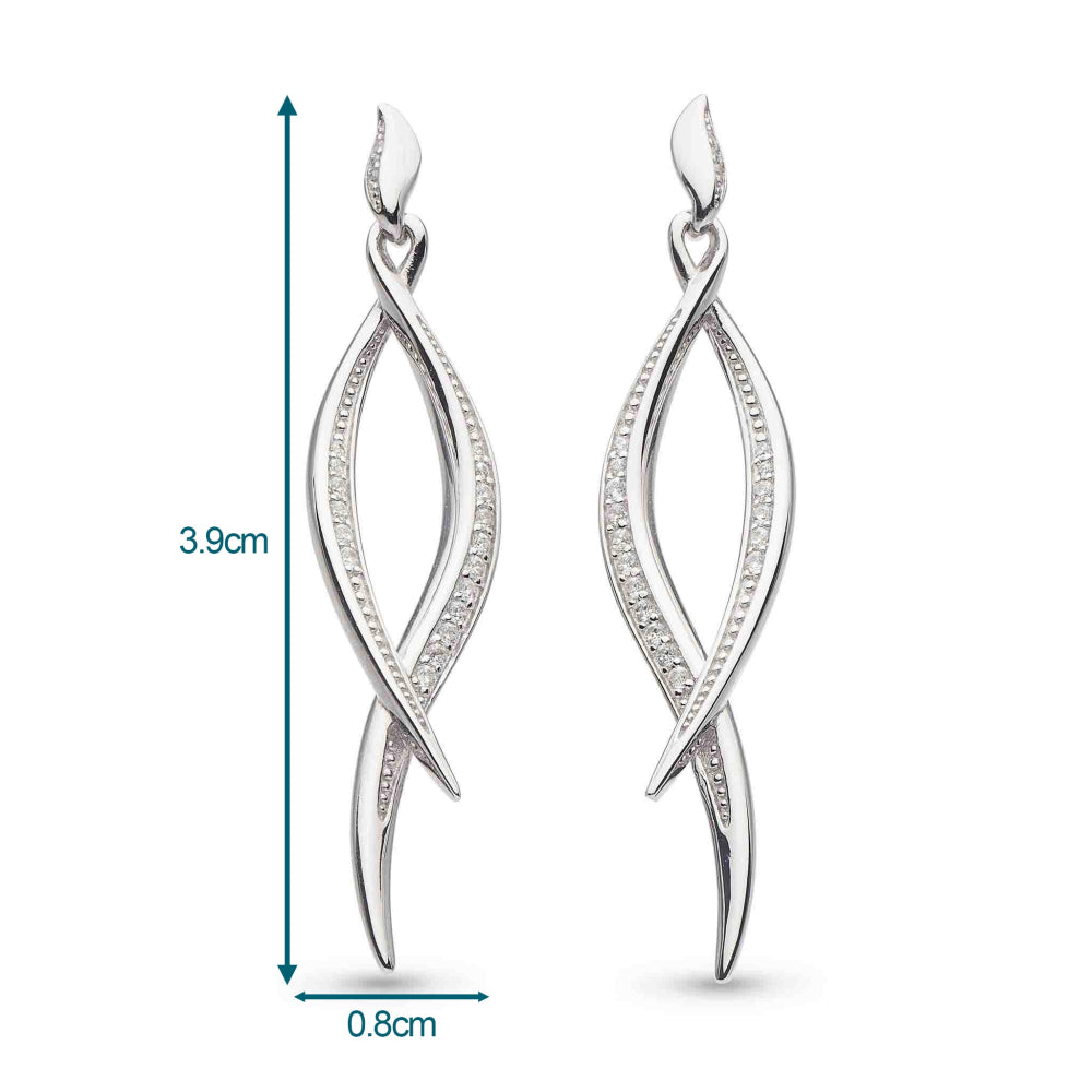 Kit Heath - Entwine Twine Twist Pavé Drop Earrings - Silver