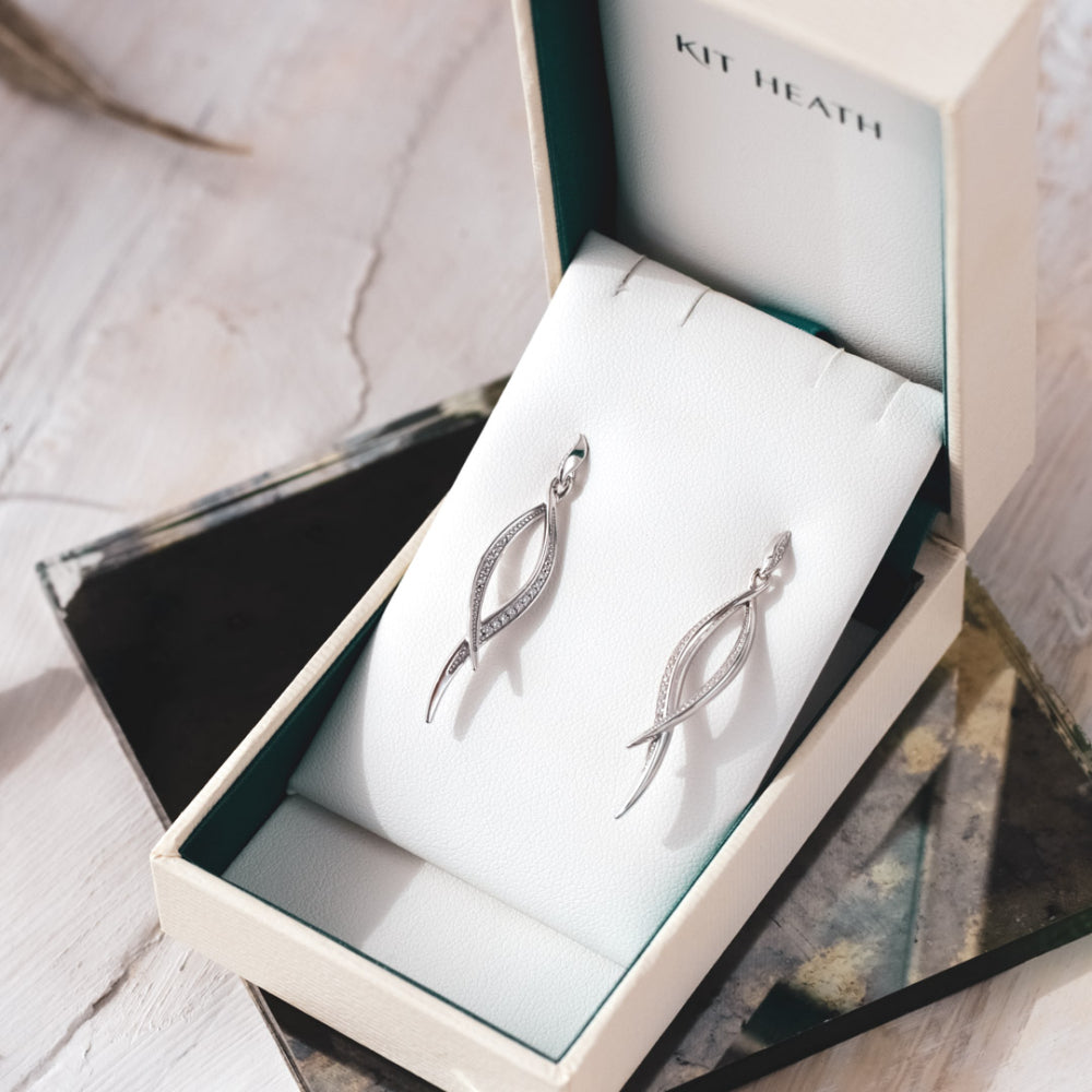Kit Heath - Entwine Twine Twist Pavé Drop Earrings - Silver