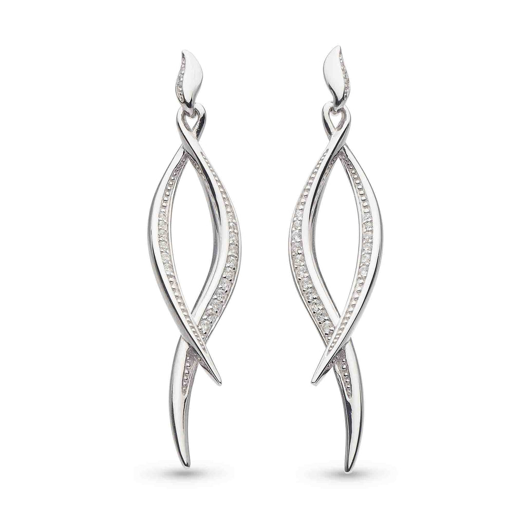 Kit Heath - Entwine Twine Twist Pavé Drop Earrings - Silver