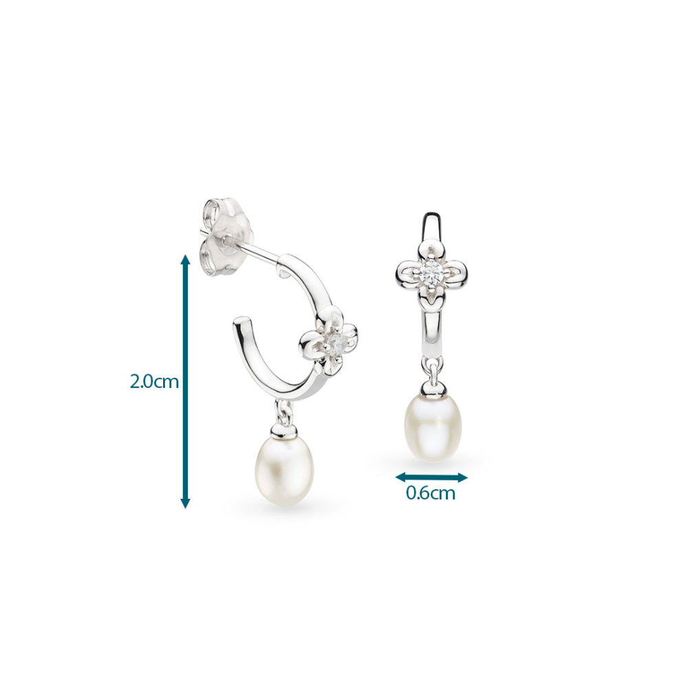 Kit Heath - Blossom Flyte Honey Flower Pearl Hoop Earrings - Silver