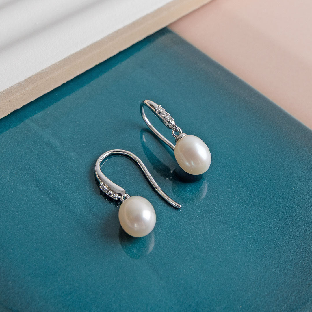 Kit Heath - Revival Classic Pearl Glitz Drop Earrings - Silver