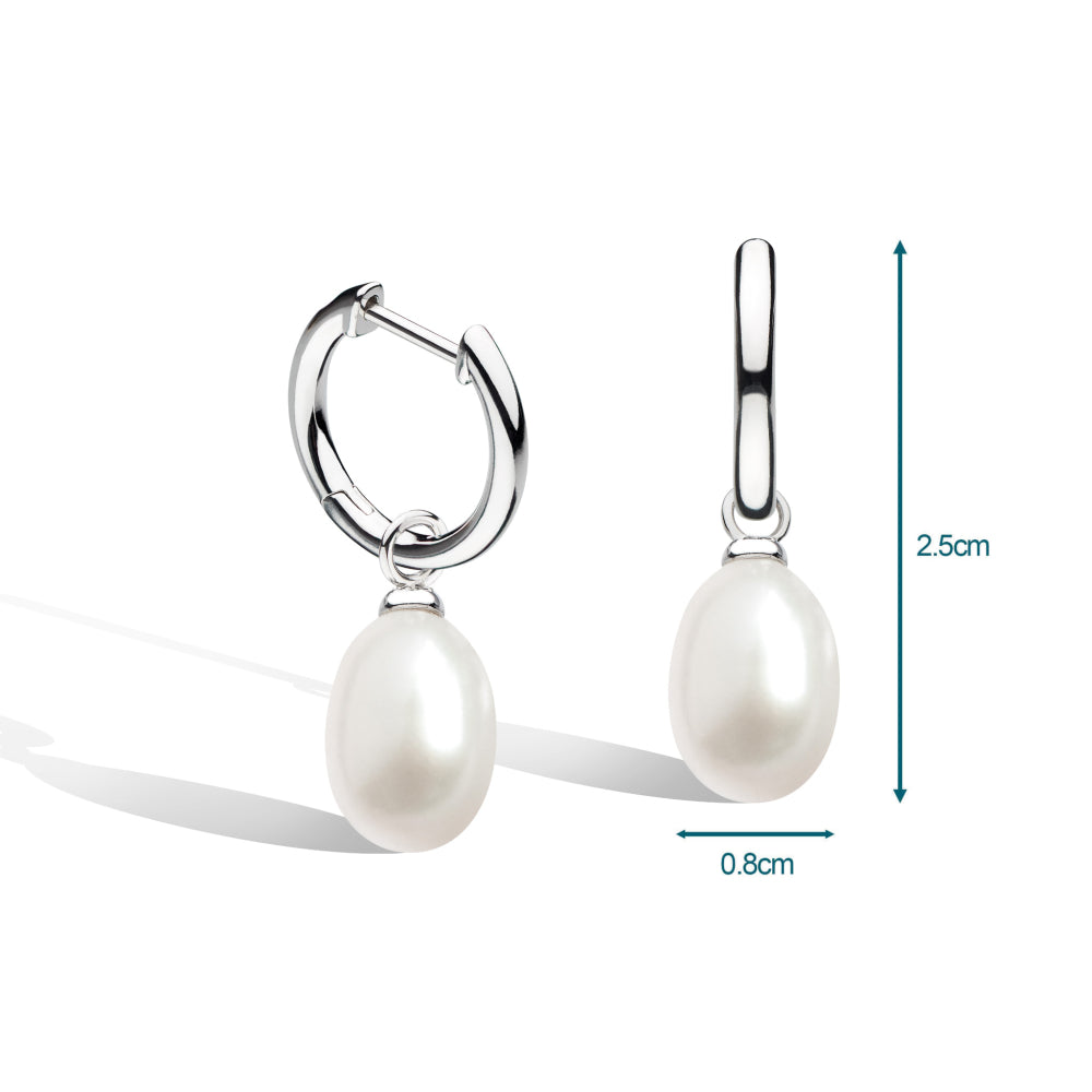 Kit Heath - Revival Classic Pearl Drop Hoop Earrings - Silver