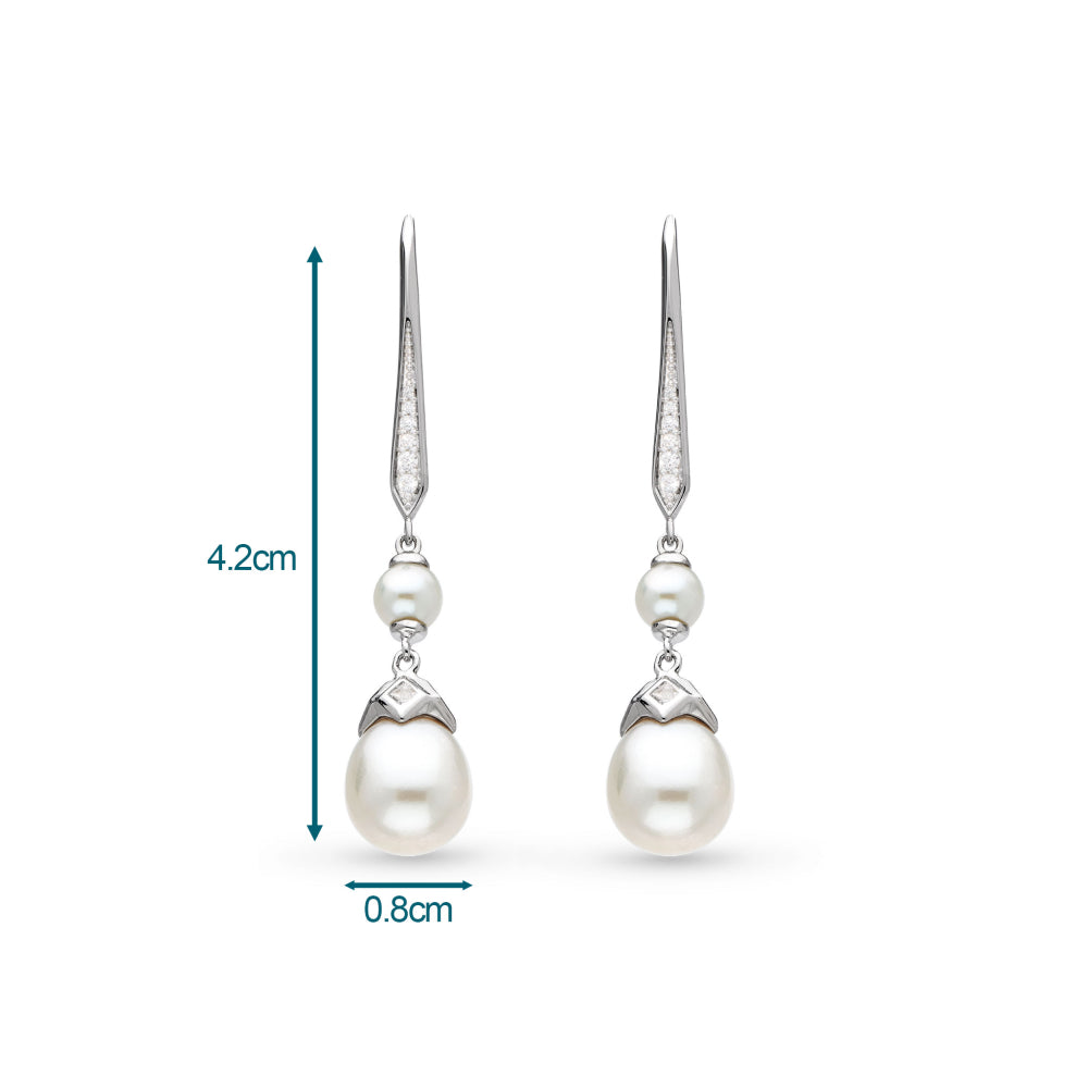 Kit Heath - Revival Pearl Glitz Drop Earrings - Silver