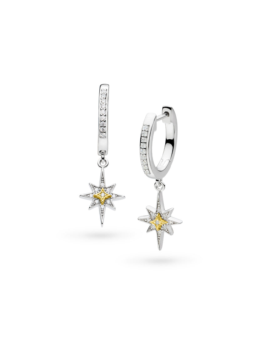 Kit Heath - Céleste North Star Hinged Hoop Drop Earrings - Silver & Gold