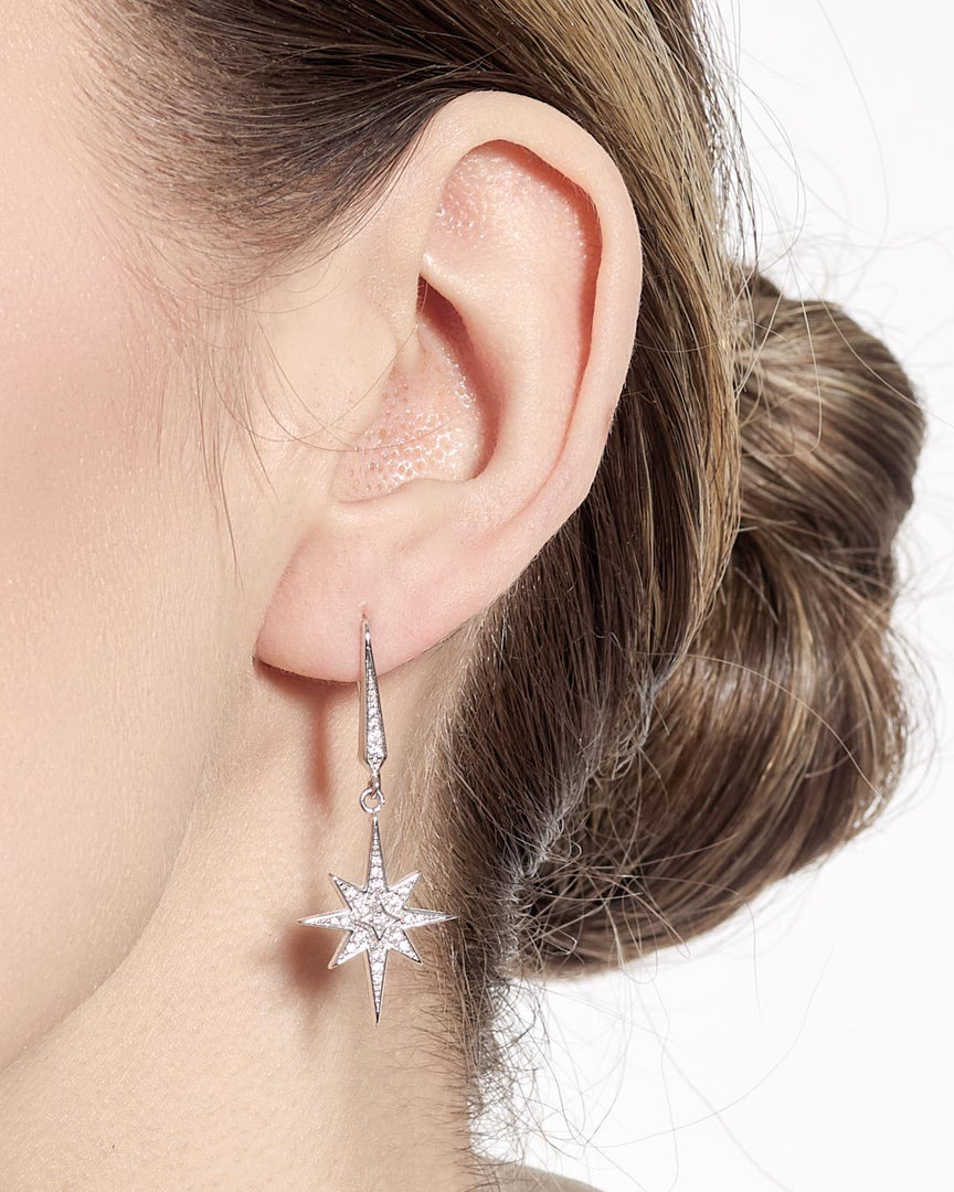Kit Heath - Céleste North Star Drop Earrings - Silver