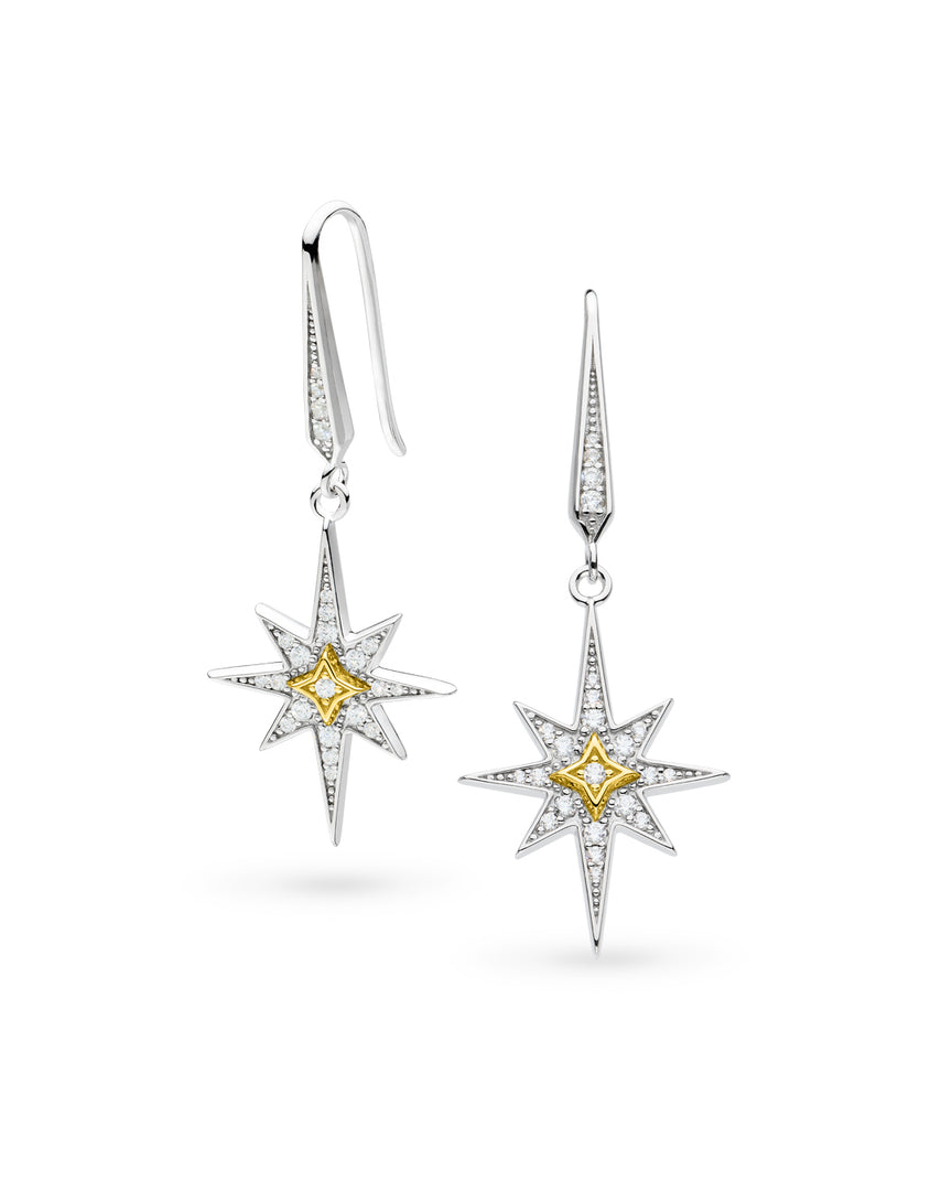 Kit Heath - Céleste North Star Drop Earrings - Silver & Gold