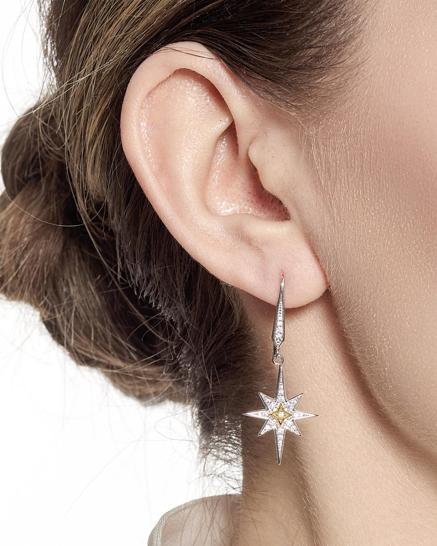 Kit Heath - Céleste North Star Drop Earrings - Silver & Gold