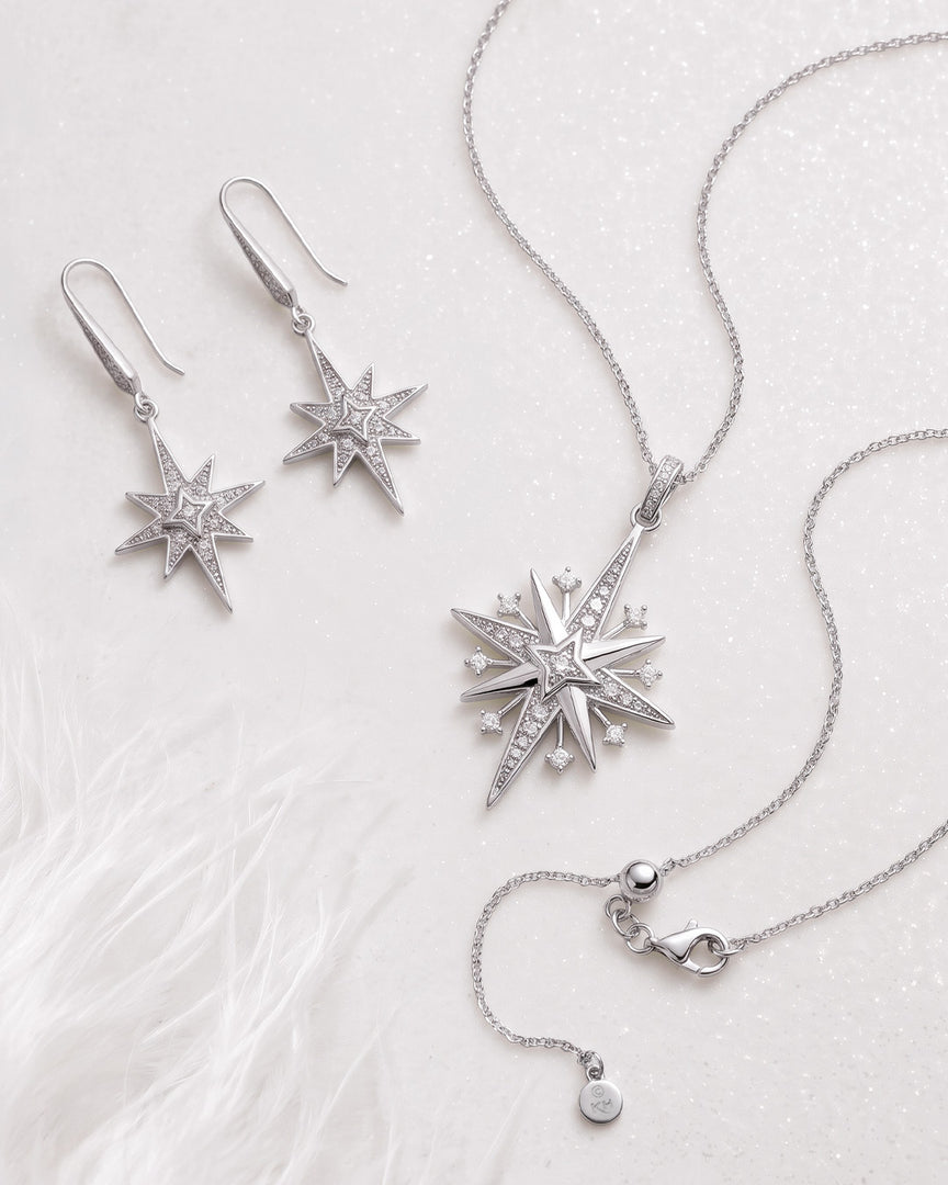 Kit Heath - Céleste North Star Drop Earrings - Silver