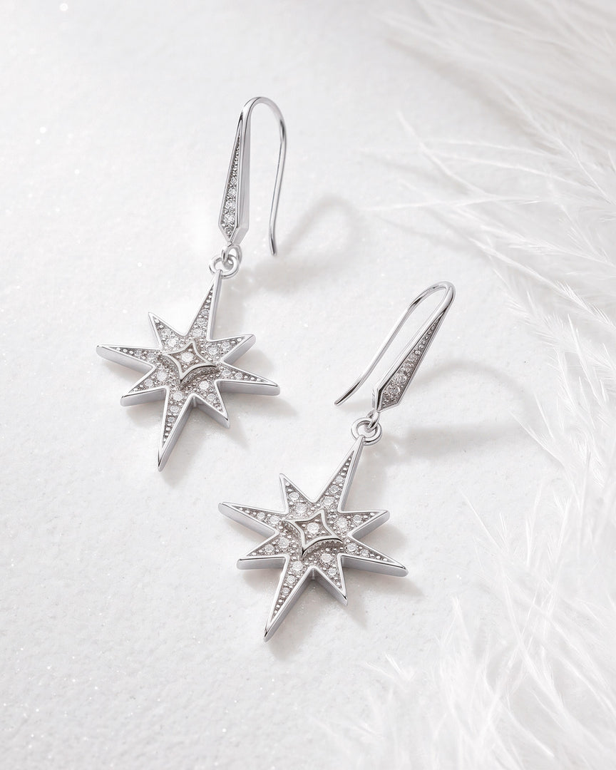 Kit Heath - Céleste North Star Drop Earrings - Silver