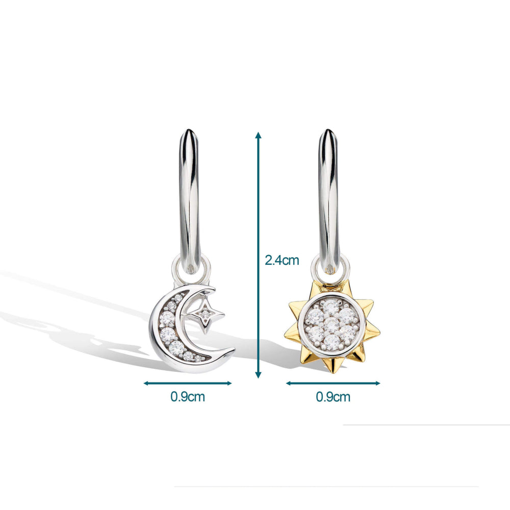 Kit Heath - Céleste Sun & Crescent Moon Hoop Earrings - Silver