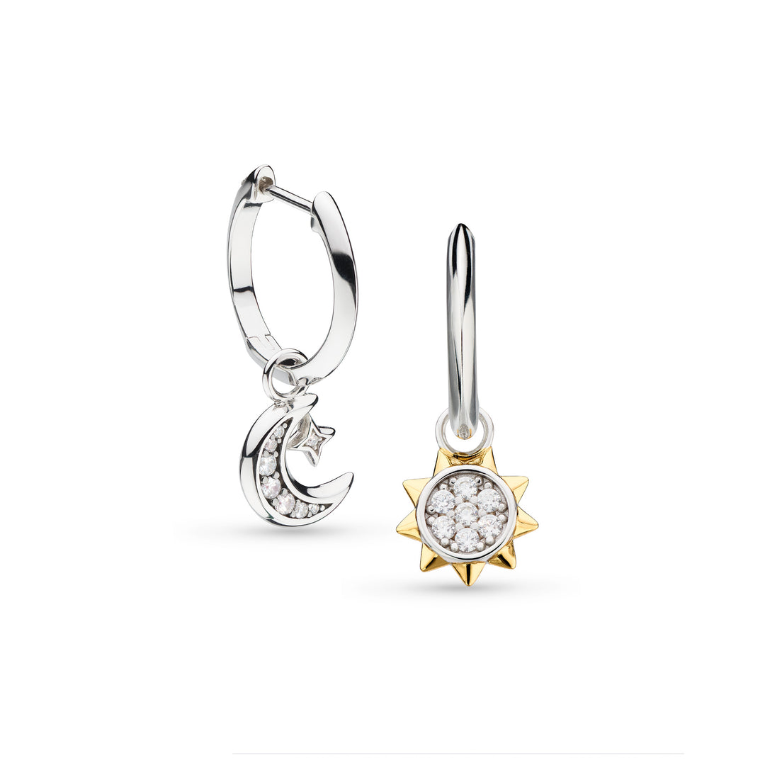 Kit Heath - Céleste Sun & Crescent Moon Hoop Earrings - Silver