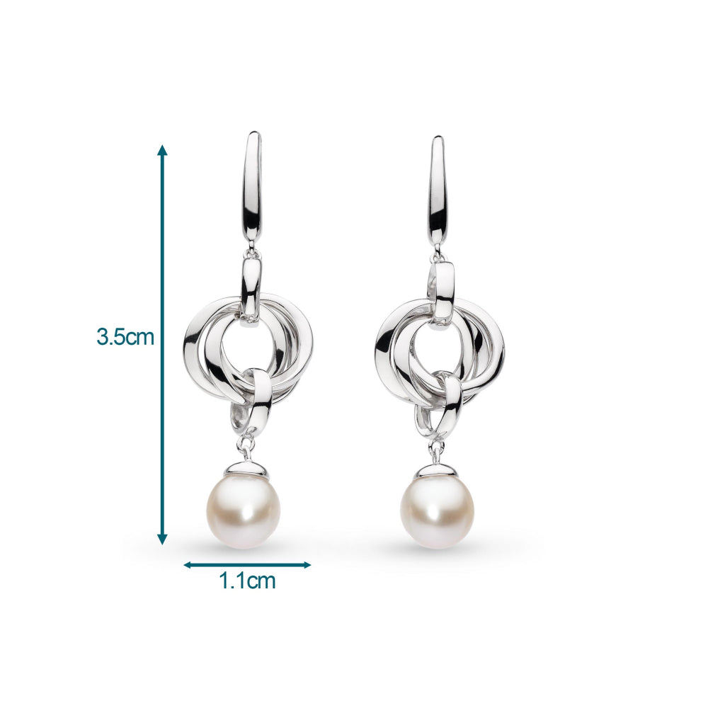 Kit Heath - Bevel Trilogy Pearl Drop Earrings - Silver