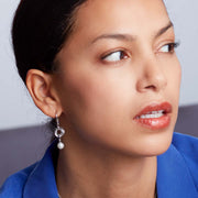 Kit Heath - Bevel Trilogy Pearl Drop Earrings - Silver
