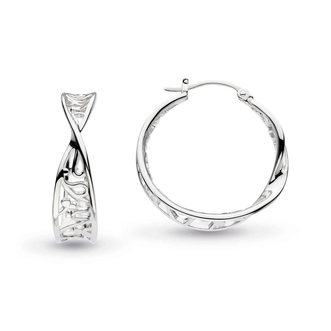 Kit Heath - Blossom Flourish Twist Hoop Earrings - Silver
