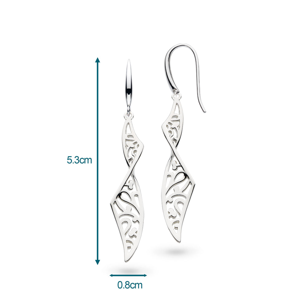 Kit Heath - Blossom Flourish Twist Drop Earrings - Silver