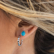Kit Heath - Coast Pebble Ridge Midi Hoop Stud Earrings - Silver