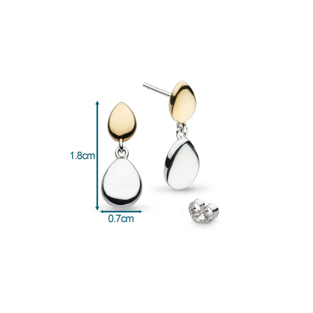Kit Heath - Coast Pebble Golden Drop Earrings - Silver