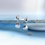 Kit Heath - Pebble Twin Droplet Drop Earrings - Silver