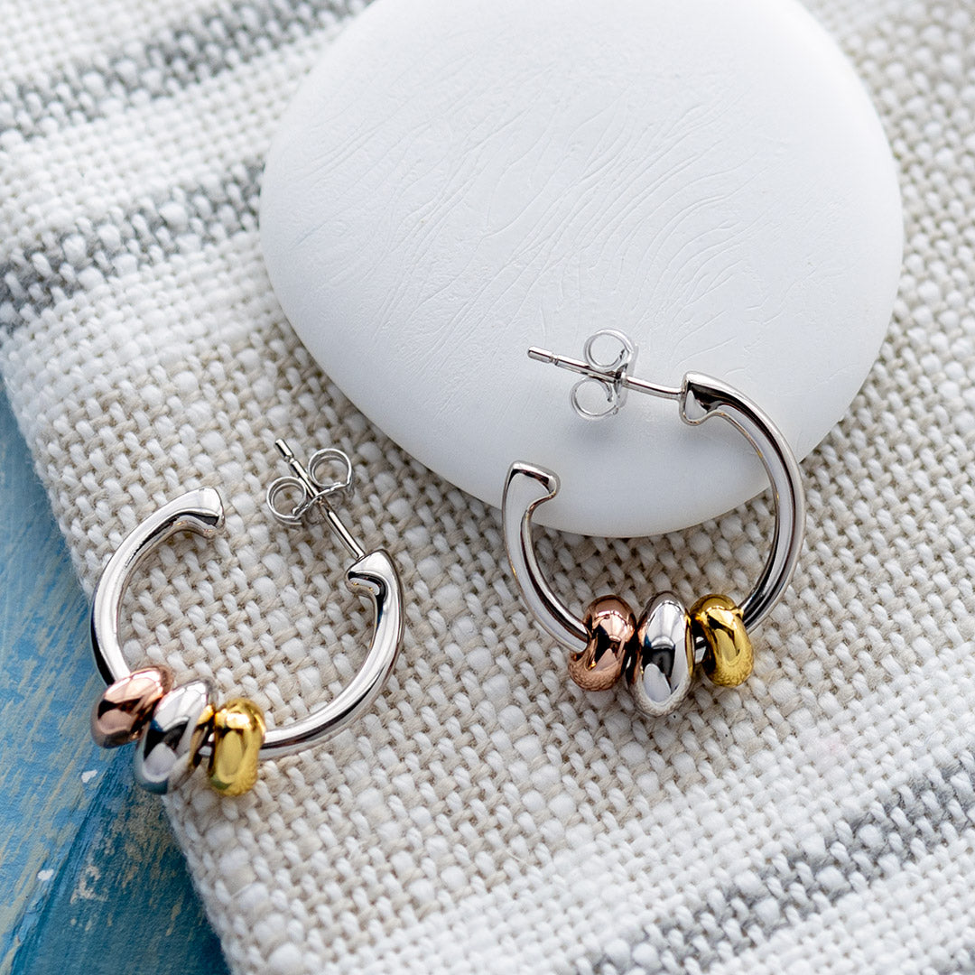 Kit Heath - Coast Tumble Golden Hoop Earrings - Silver