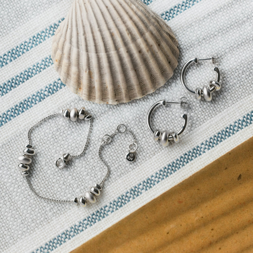Kit Heath - Coast Tumble Sand Hoop Earrings - Silver