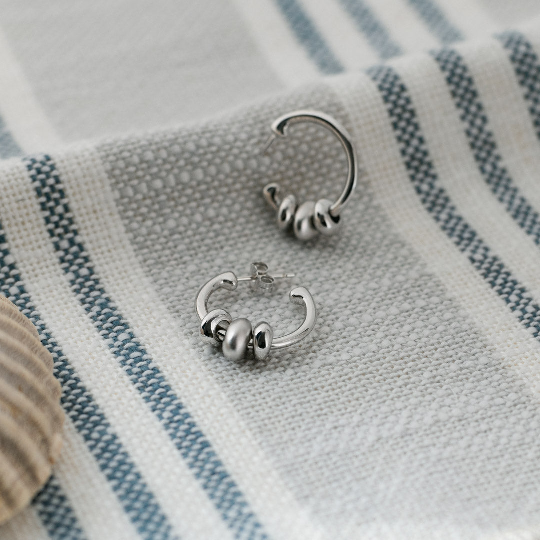 Kit Heath - Coast Tumble Sand Hoop Earrings - Silver