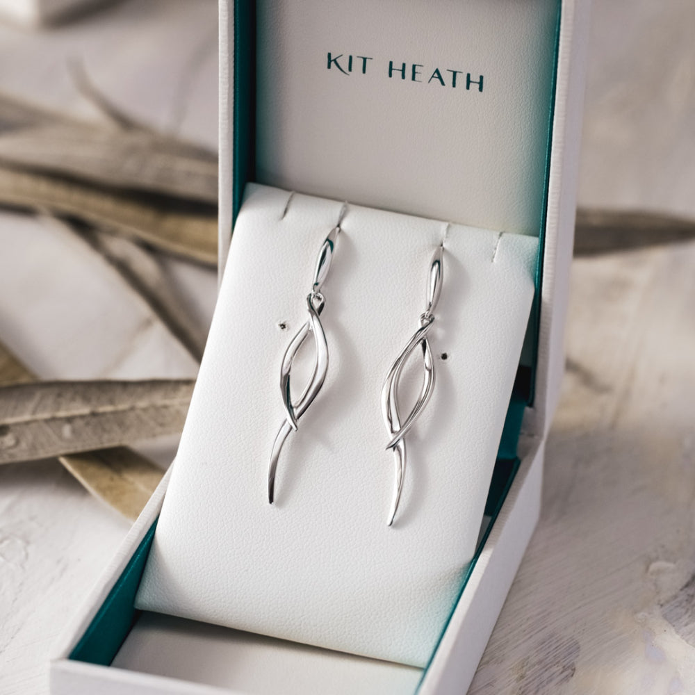 Kit Heath - Entwine Twine Twist Drop Earrings - Silver