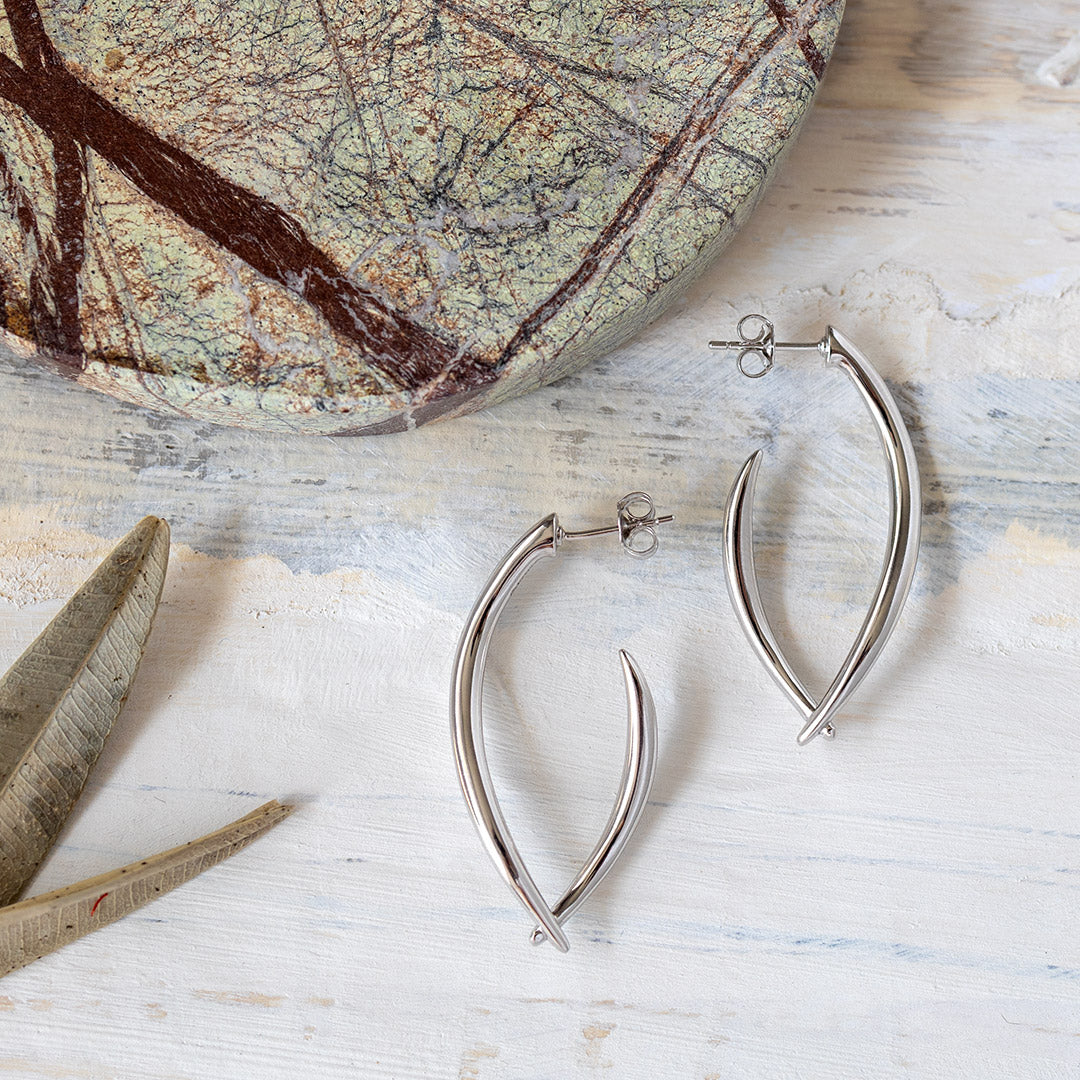 Kit Heath - Entwine Twine Twist Link Grande Hoop Earrings - Silver