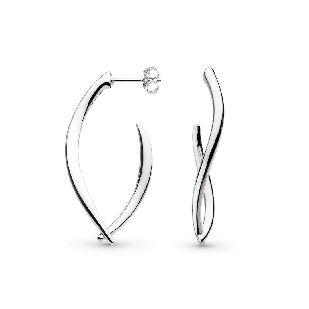 Kit Heath - Entwine Twine Twist Link Grande Hoop Earrings - Silver