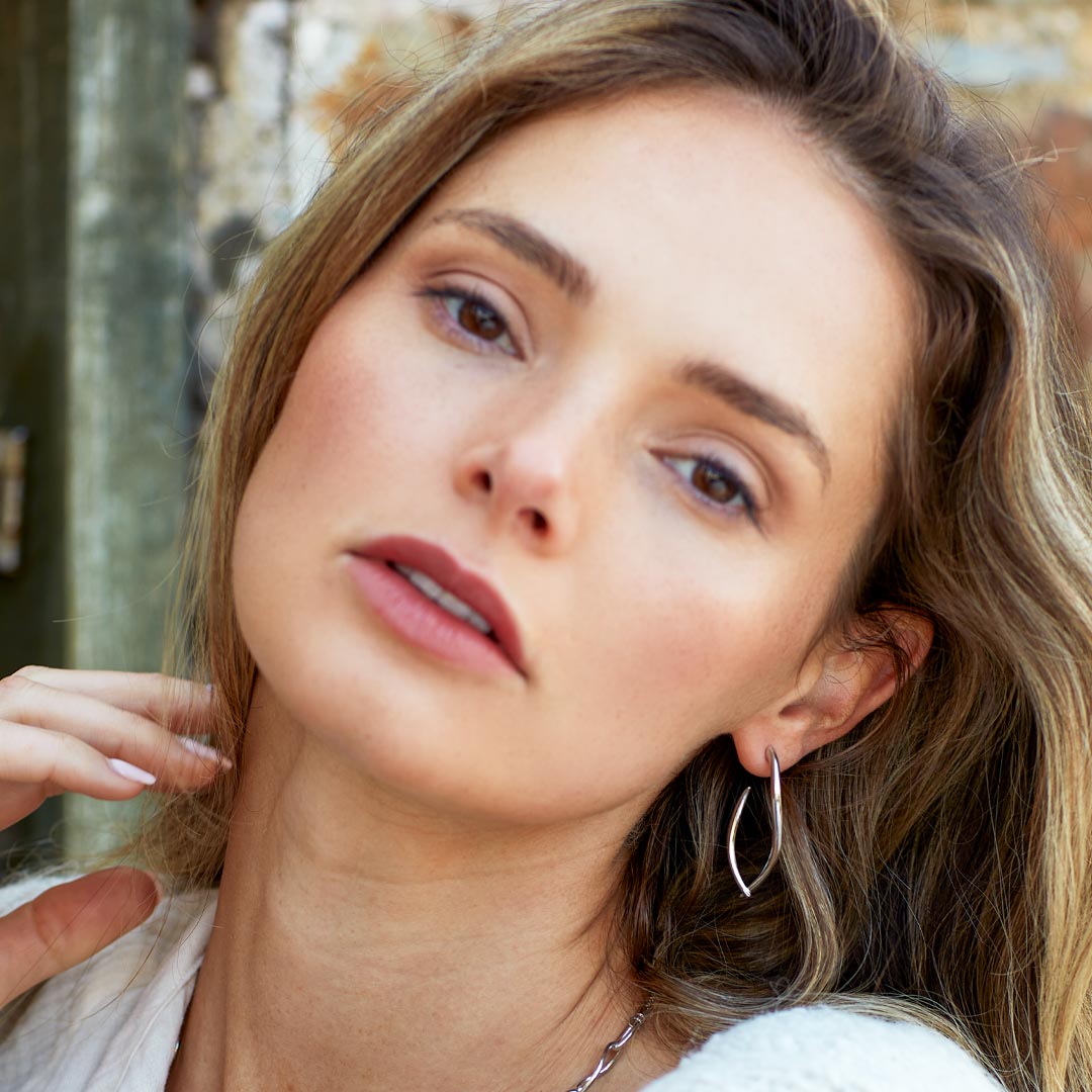 Kit Heath - Entwine Twine Twist Link Grande Hoop Earrings - Silver