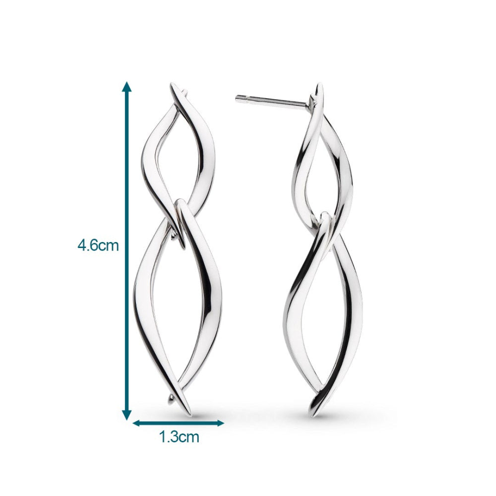 Kit Heath - Entwine Twine Twist Duo Link Drop Earrings - Silver