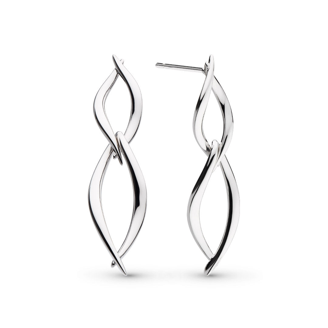 Kit Heath - Entwine Twine Twist Duo Link Drop Earrings - Silver