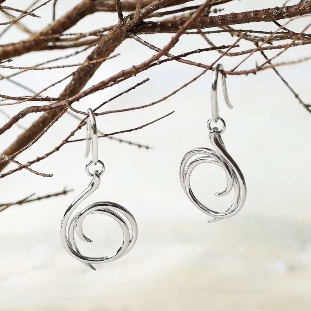 Kit Heath - Entwine Helix Wrap Drop Earrings - Silver