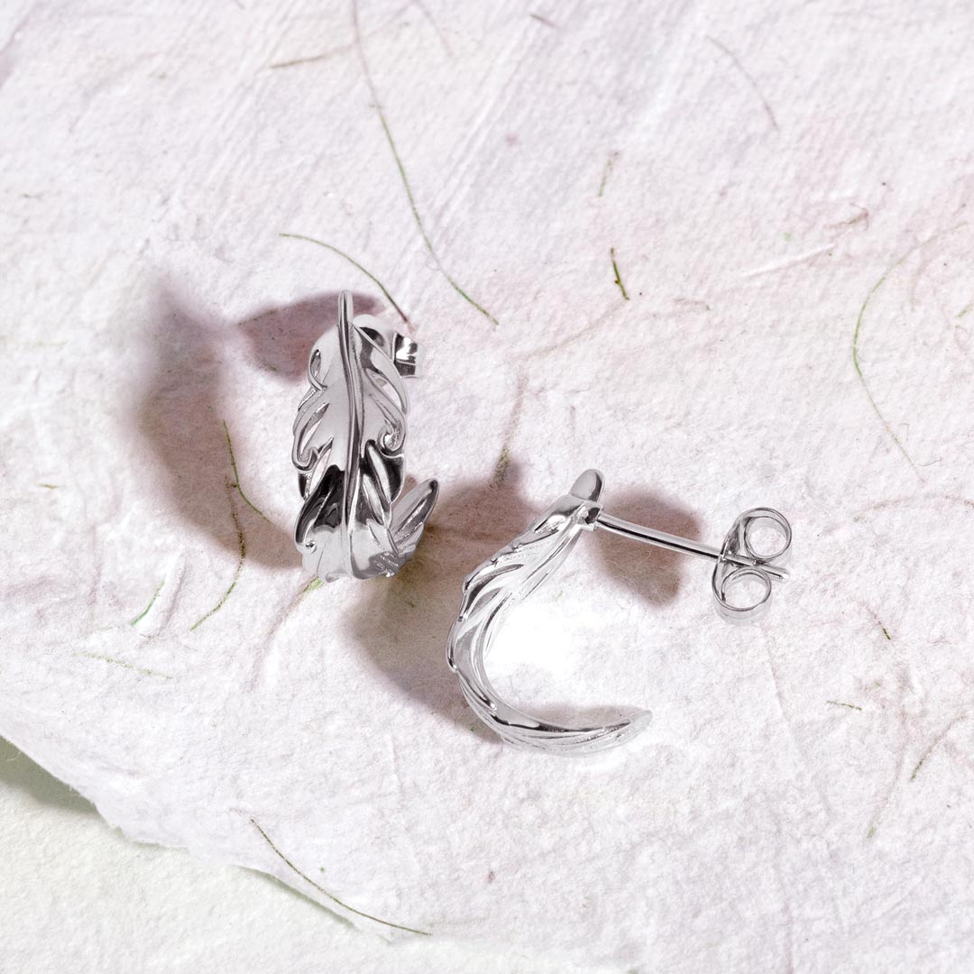 Kit Heath - Feather Wisp Hoop Earrings - Silver