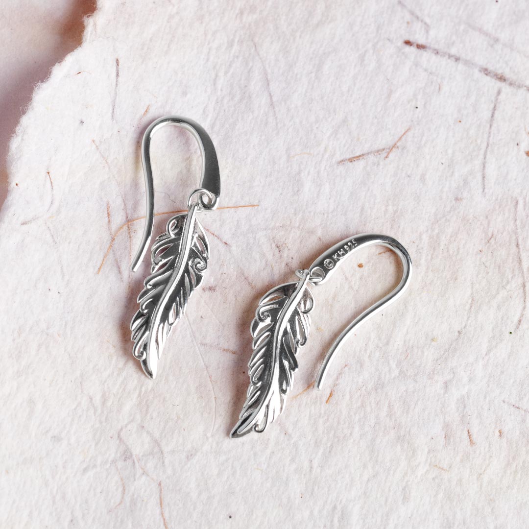 Kit Heath - Feather Wisp Drop Earrings - Silver