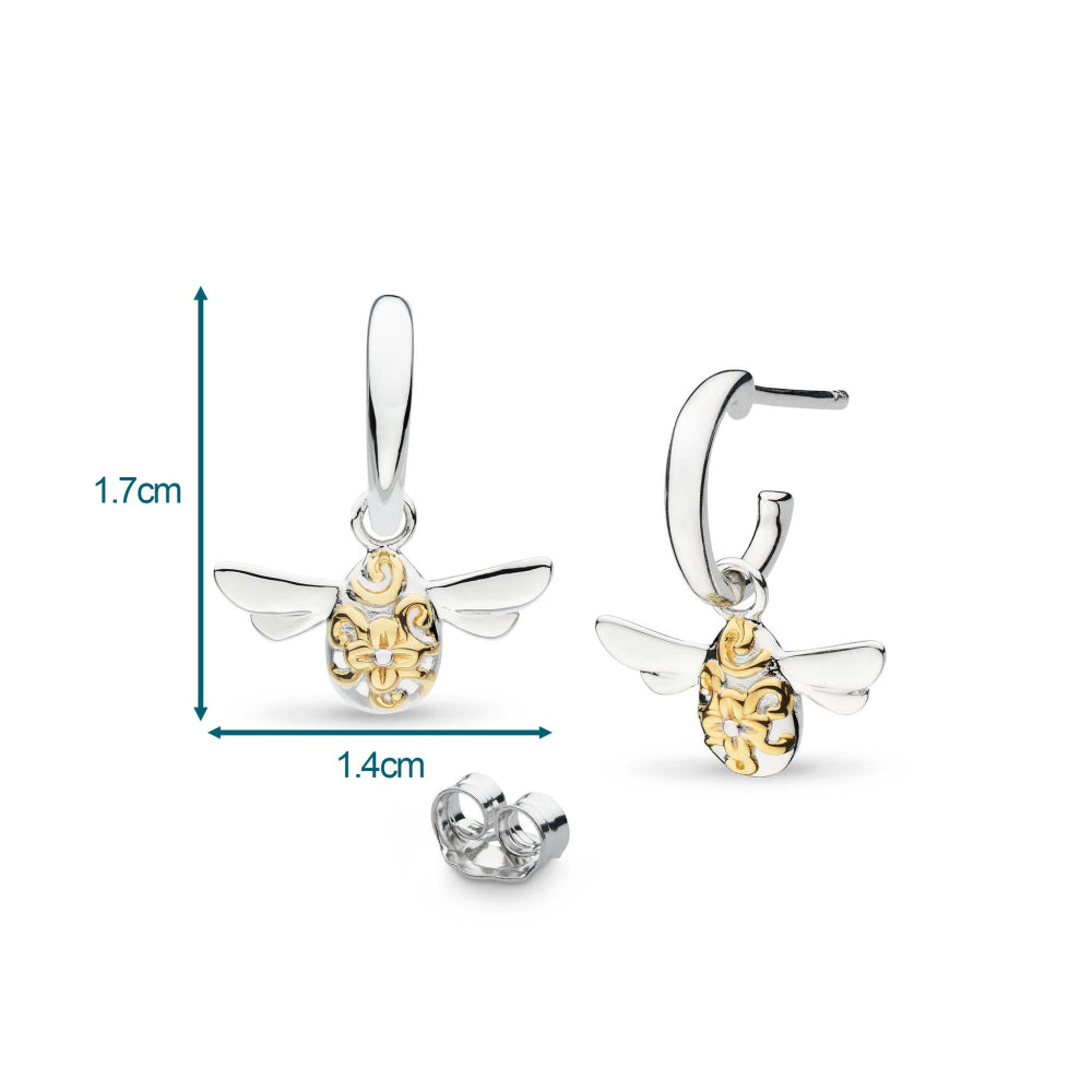 Kit Heath - Blossom Flyte Honey Bee Hoop Drop Earrings - Silver