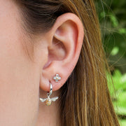 Kit Heath - Blossom Flyte Honey Bee Hoop Drop Earrings - Silver
