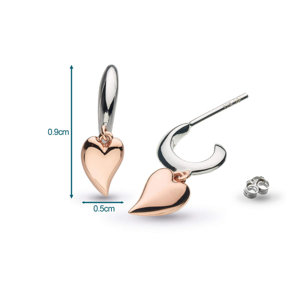 Kit Heath - Desire Kiss Blush Mini Heart Hoop Drop Earrings - Silver