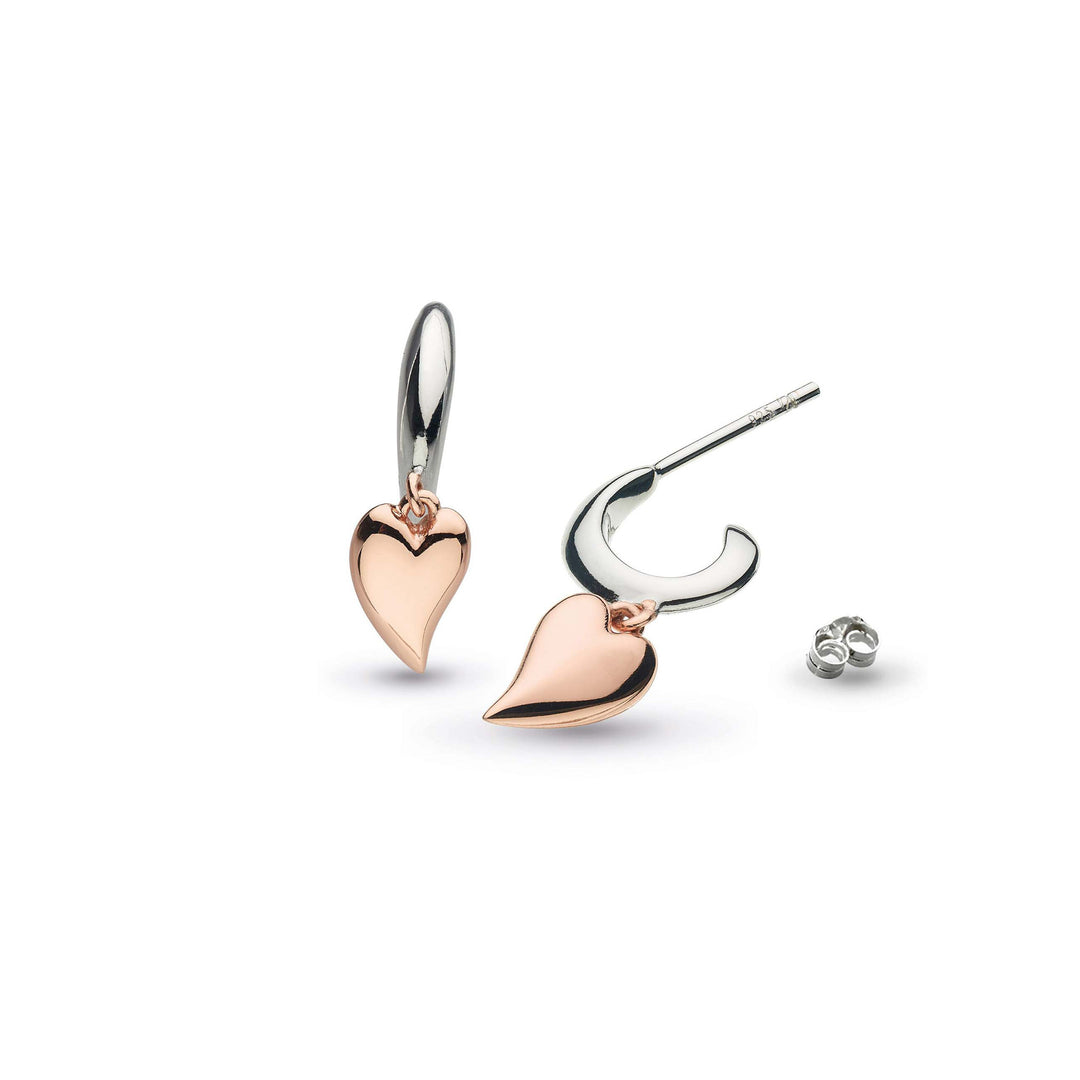 Kit Heath - Desire Kiss Blush Mini Heart Hoop Drop Earrings - Silver