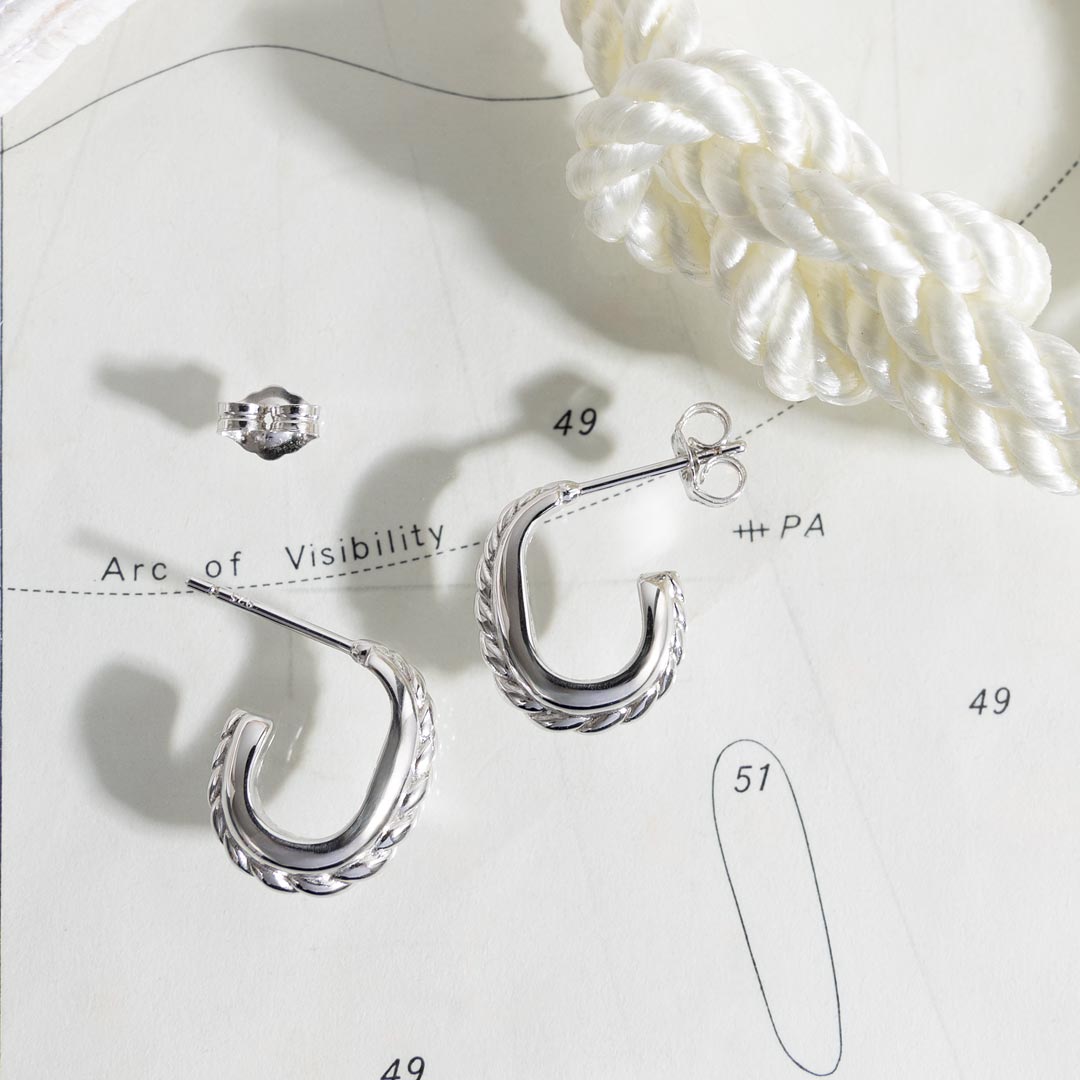 Kit Heath - Marina Rope Band Hoop Earrings - Silver