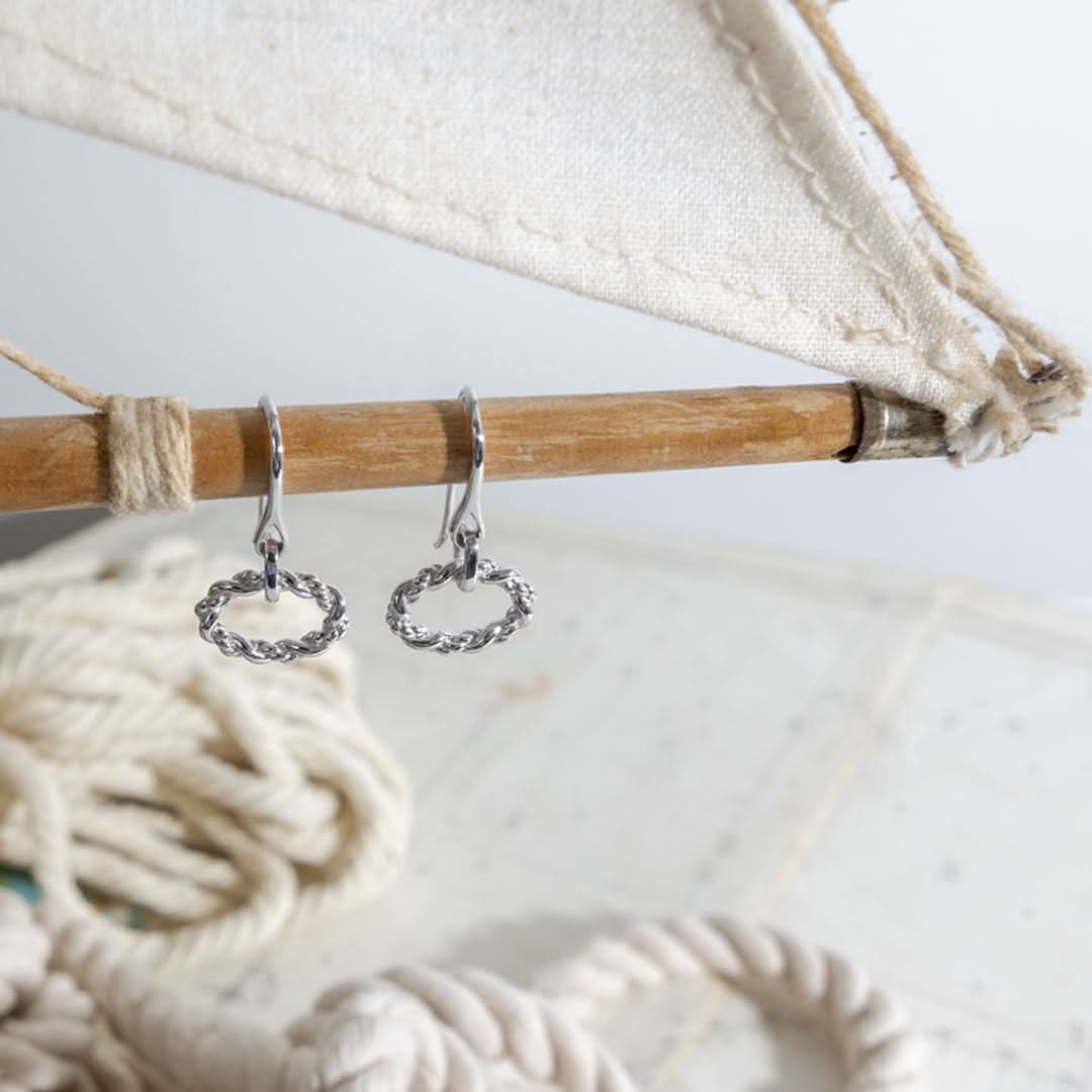 Kit Heath - Marina Rope Twist Oval Drop Earrings - Silver
