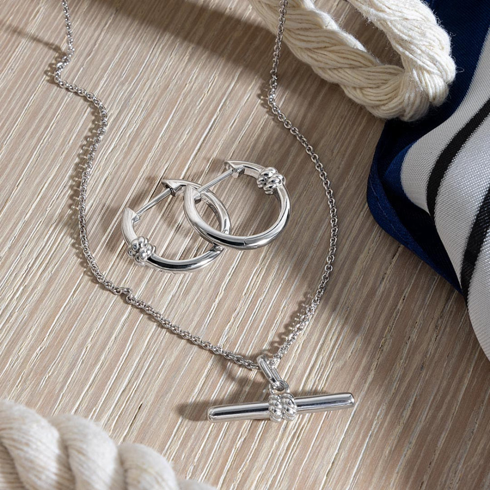 Kit Heath - Marina Rope Bar Hinged Hoop Earrings - Silver
