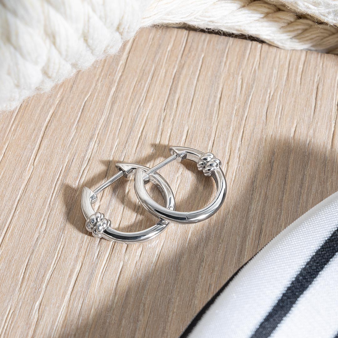 Kit Heath - Marina Rope Bar Hinged Hoop Earrings - Silver